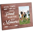 thumbnail image 1 of Marco de fotos de buenos momentos y amigos locos que crean los mejores recuerdos Marco de fotos de mejores amigos de 4 x 6 pulgadas para colgar o para sobremesa Marco de madera rústica para regalos, 1 of 8
