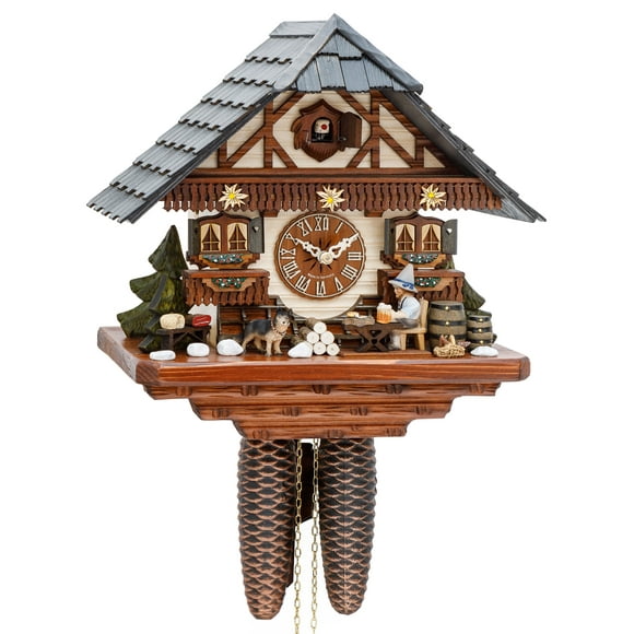 Cuckoo Clock Black Forest house with moving beer drinker