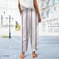 thumbnail image 5 of Summer Pants for Women, Audhol Women's Floral Cropped Linen Pants Summer Elastic Waist Straight Leg Casual Beach Trousers with Pockets Beach Pants for Women Pink 2XL, 5 of 5