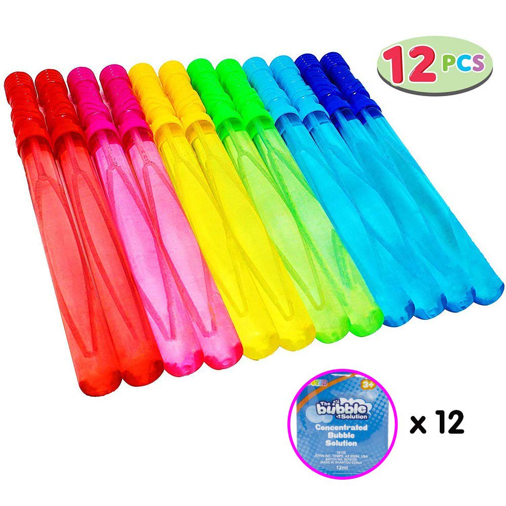 12 Pack 14’’ Big Bubble Wand Assortment (1 Dozen) with Bubble Refill