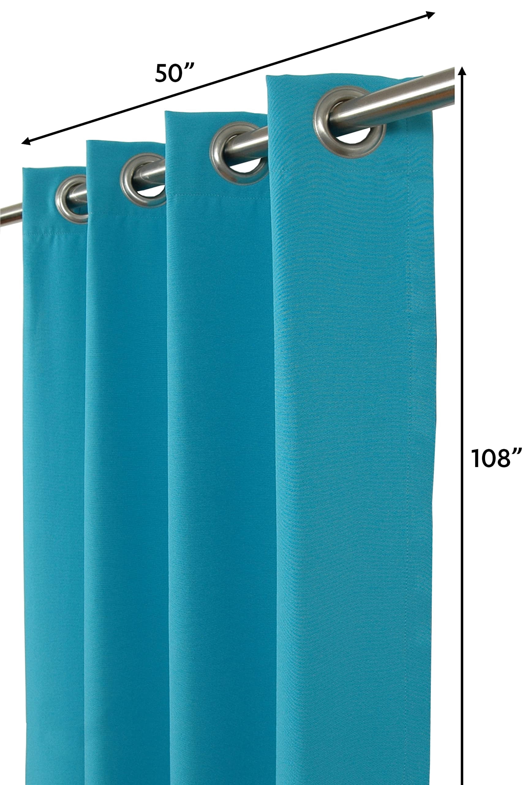 Sweet Summer Living Outdoor/Indoor Sunbrella Curtain 108 inch x 50 inch with 8 Stainless Steel Grommets Canvas Aruba