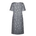 thumbnail image 4 of estampados Vestidos de verano Vestidos midi con cuello redondo plisados impresos Básicos Clásicos al aire libre Diarios Vestidos sueltos de manga corta Gris / 2XL, 4 of 5