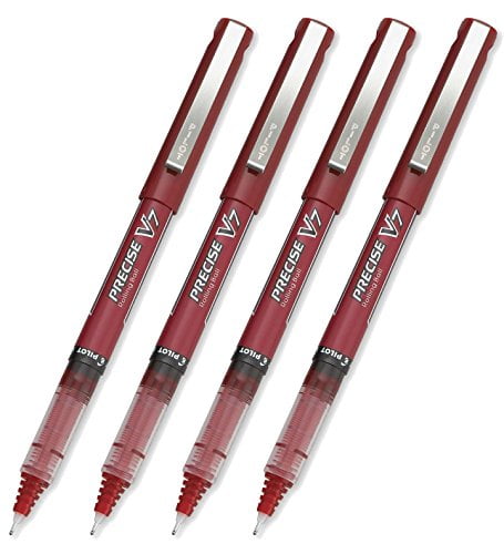Pilot Precise V7 Stick Rolling Ball Pens, Fine Point, Red 4-PACK(35352)