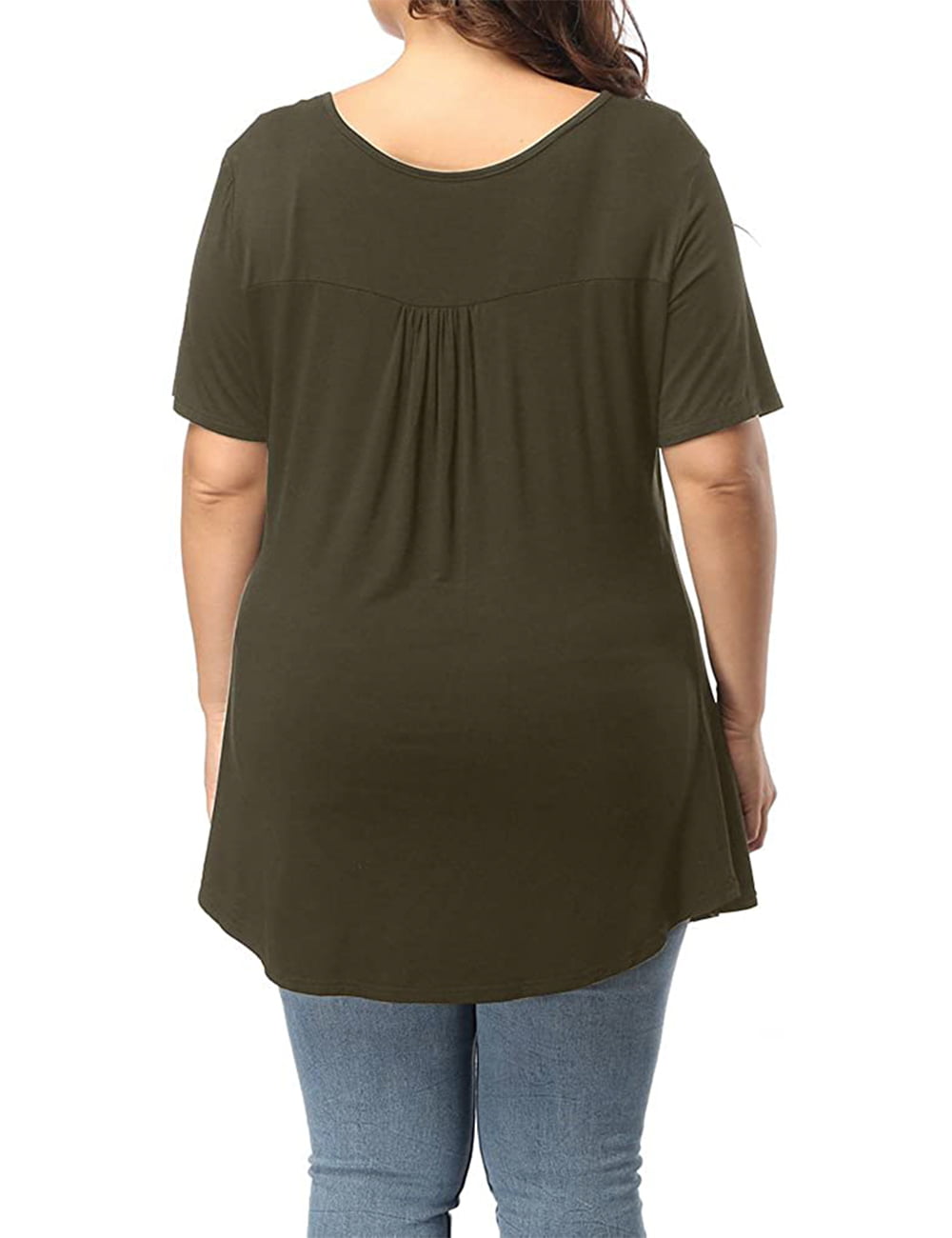 Women's Maternity Short Sleeve Woven Sheer Soft Flowing Round Neck Tunic Tee Top 