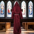 thumbnail image 4 of Alaiyaky Monk Costume Adult Men Medieval Robe Priest Cloak Outfit Halloween Black Renaissance Vicar Uncle Fester with Hood Costume Cross Fancy Dress Cosplay Carnival, 4 of 7