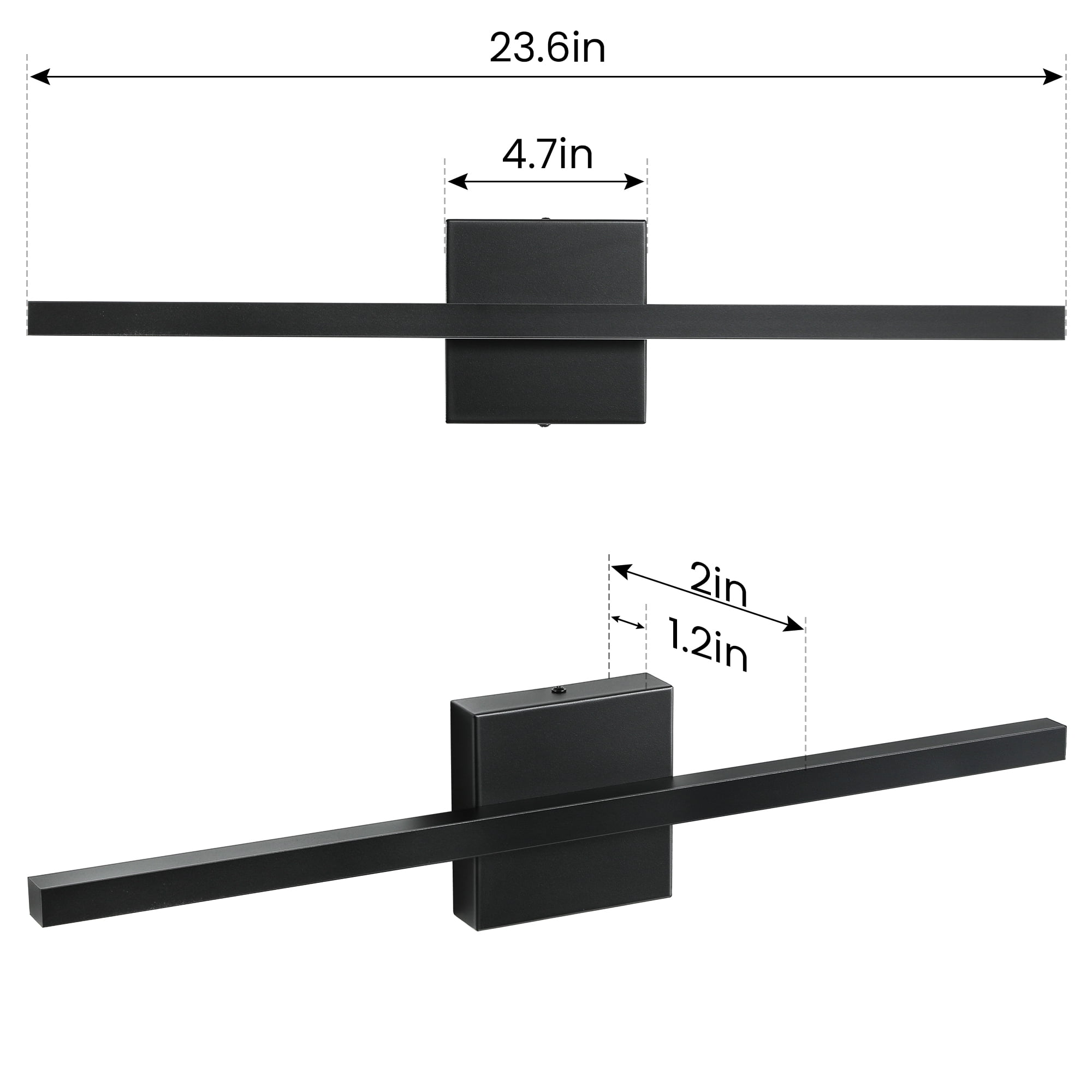 Vanity Light for Bathroom Lighting Fixtures Over Mirror Dimmable Integrated LED 24 inch Modern Vanity Lights Black Bathroom Light Bar Bath Wall Sconce
