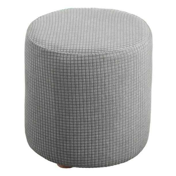 Funda otomana redonda Sunnimix de poliéster con tejido jacquard elástico Gris