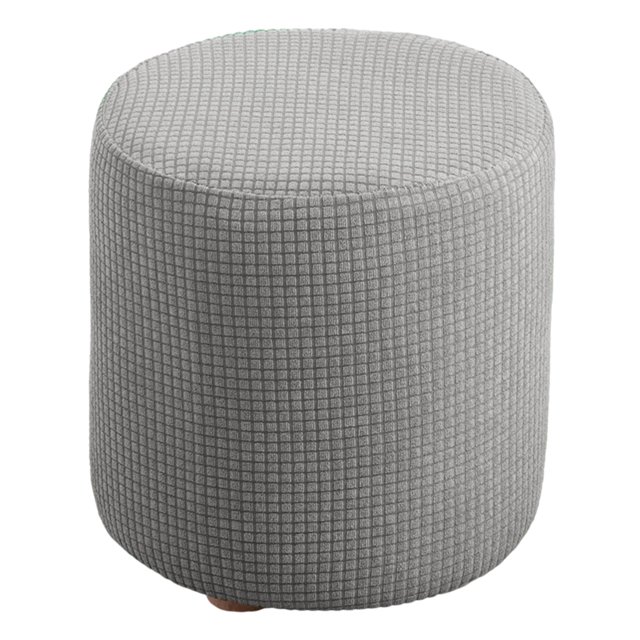 Funda otomana redonda Sunnimix de poliéster con tejido jacquard elástico Gris