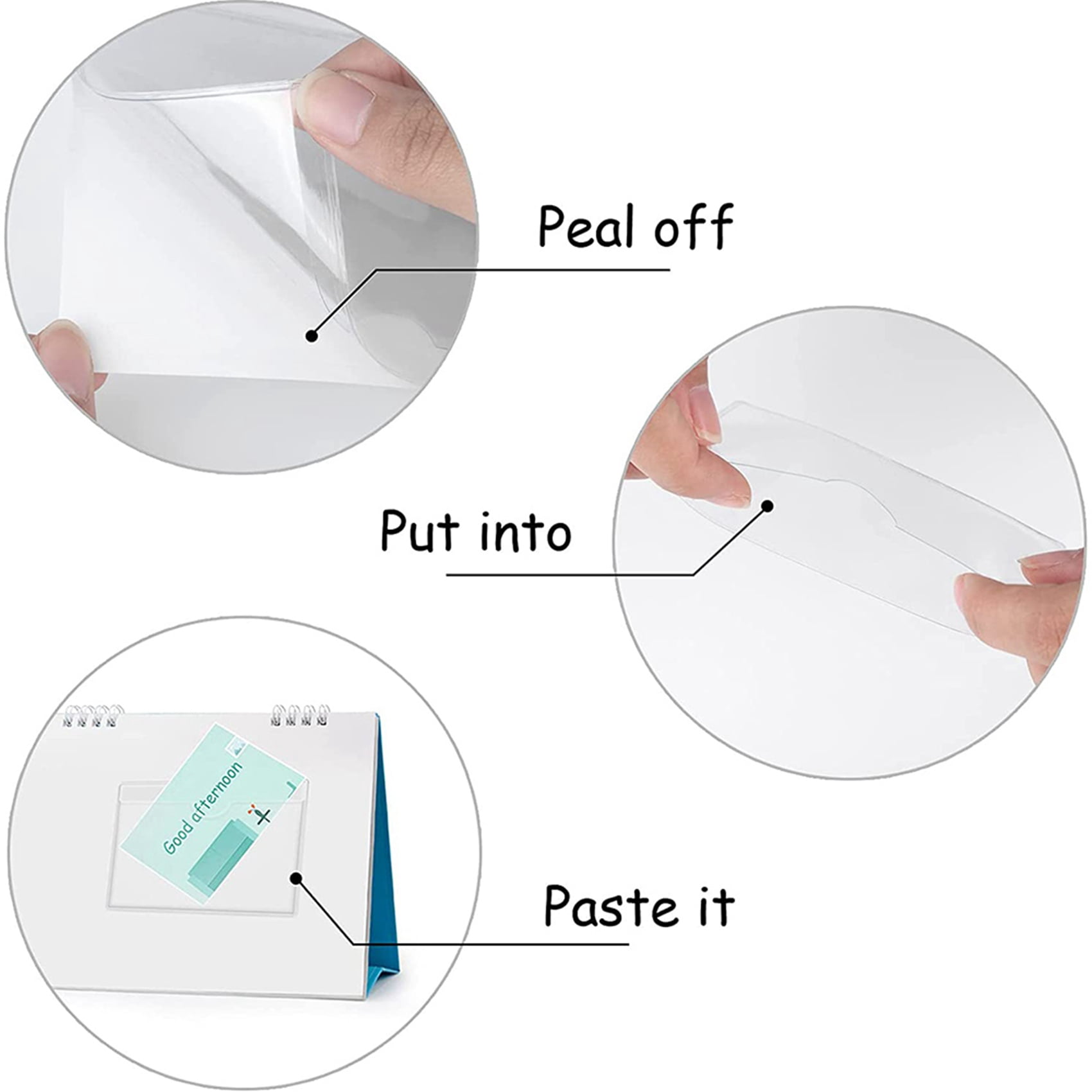 300 Pack 3.5 x 4.7 Inches Self-Adhesive Label Holder Card Pockets Label Holder Clear Plastic Library Card Holder