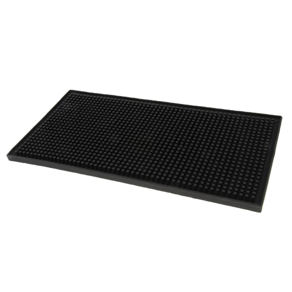 S&T INC. Rubber Bar Mat for Countertop, Non-Slip Bar Mat for Home Bar Cart,  Coffee Maker Mat for Countertops, 5.9 Inch x 11.8 Inch, Black with White