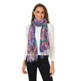 thumbnail image 2 of FORMRS Womens Scarf Winter Soft Long Big Warm Shawls Wrap Tassel Scarves, Light Purple Flowers, 2 of 9