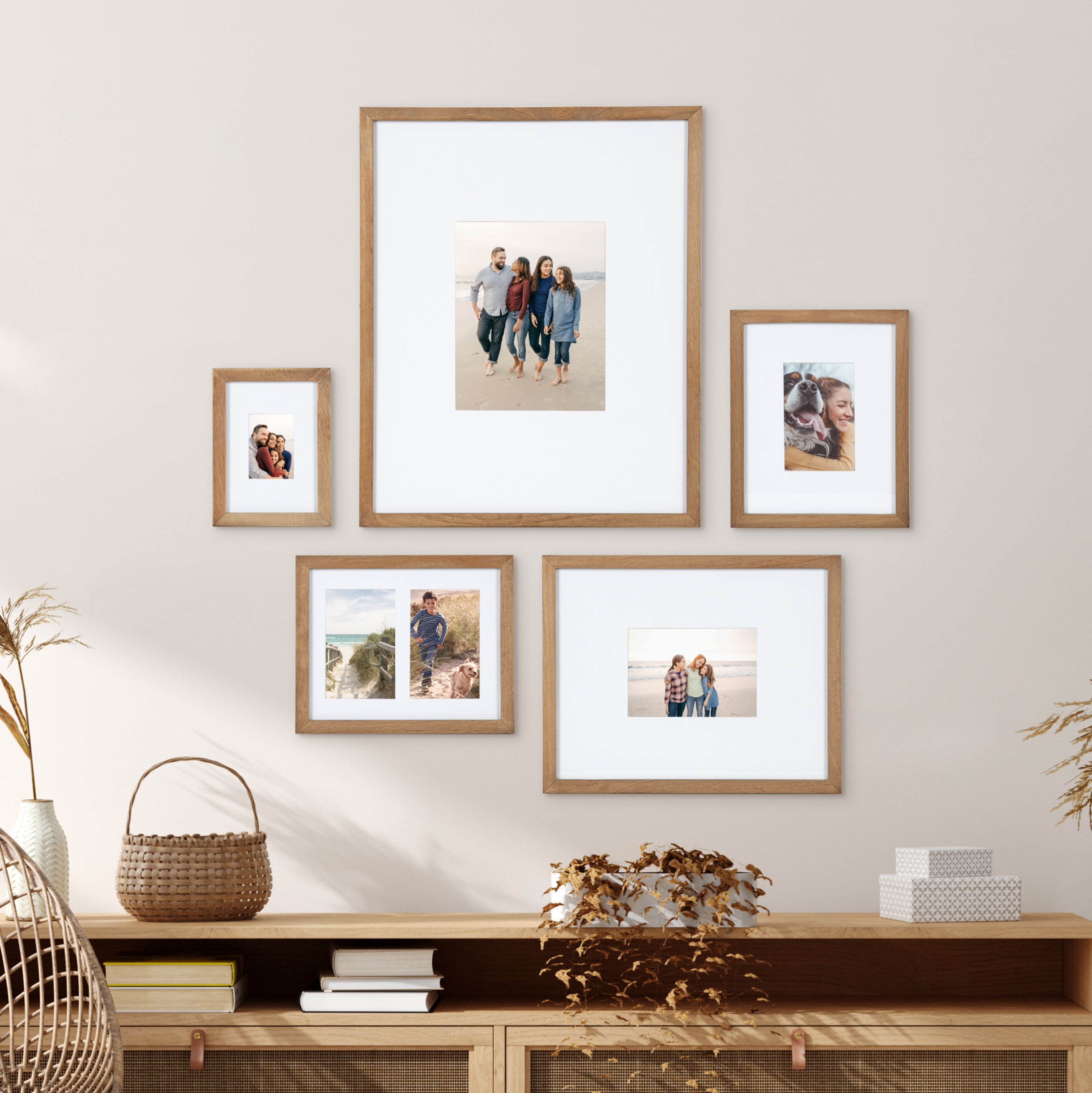 Kate and Laurel Gallery Transitional Frame Set, Set of 5, Rustic