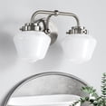 thumbnail image 2 of KAISITE 2-Light Metal Wall Sconces with Frosted White Lampshades, for Bathroom over Mirror, Silver, 2 of 10