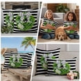 thumbnail image 5 of Flower Wreath Outdoor Waterproof Pillow Covers, Farmhouses Bow-Knot Black Stripes Decorative Square Throw Pillowcase Sofa Cushion Sham for Patio/Couch/Chair, 18"x18" 2 Pack, 5 of 8