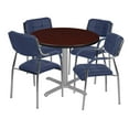 thumbnail image 2 of Via 36" Round X-Base Table- Mahogany/Grey & 4 Uptown Side Chairs- Navy, 2 of 7