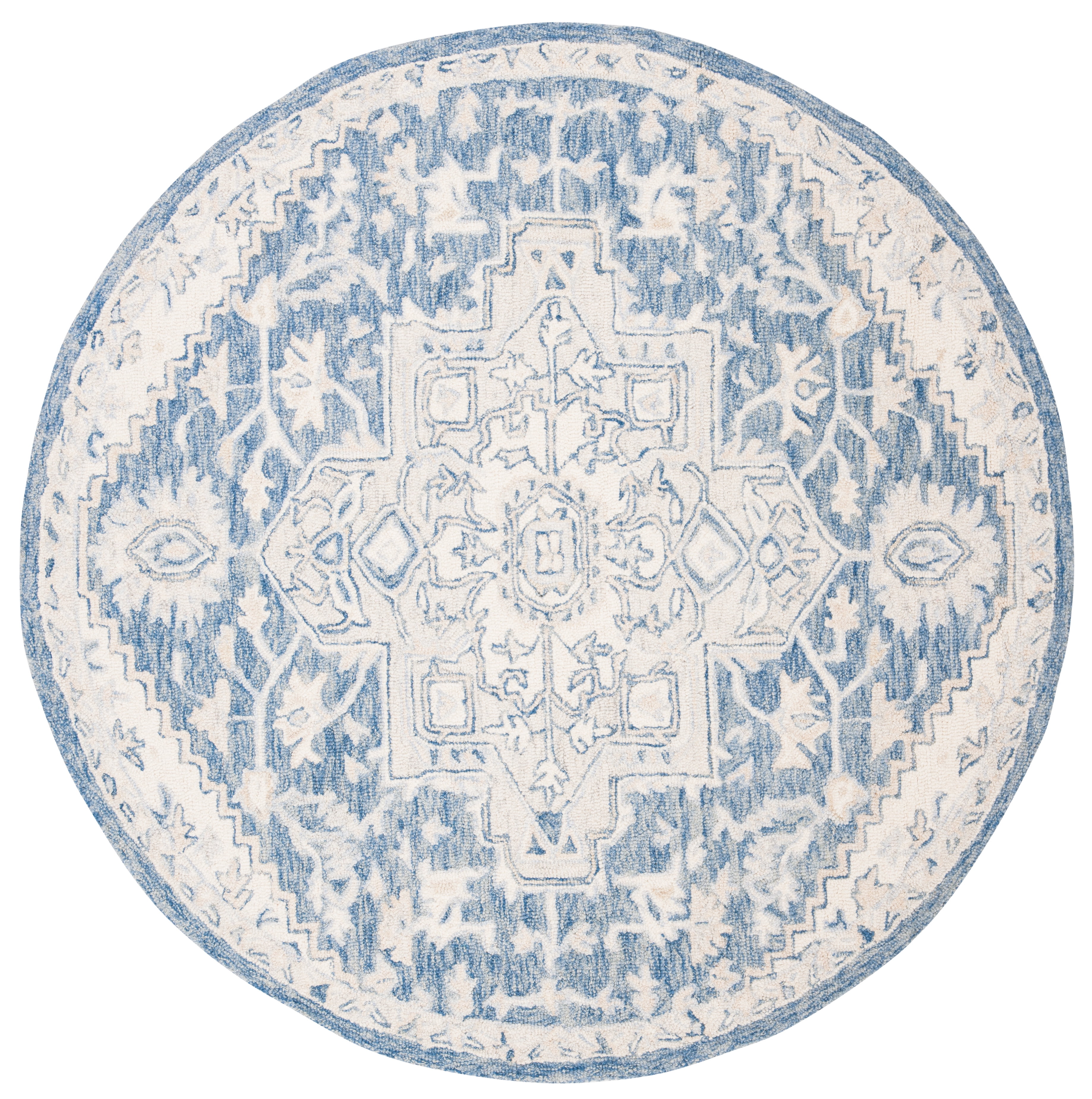 Safavieh Micro-Loop Braylon Floral Area Rug, Blue/Ivory, 5' x 5' Round