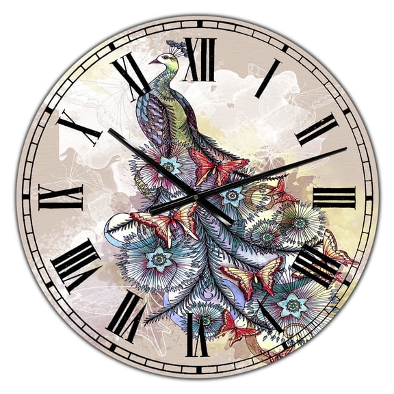 Designart Oversized Multicolor Analog Round Cottage Modern Wall Clocks, CLM25965-C23