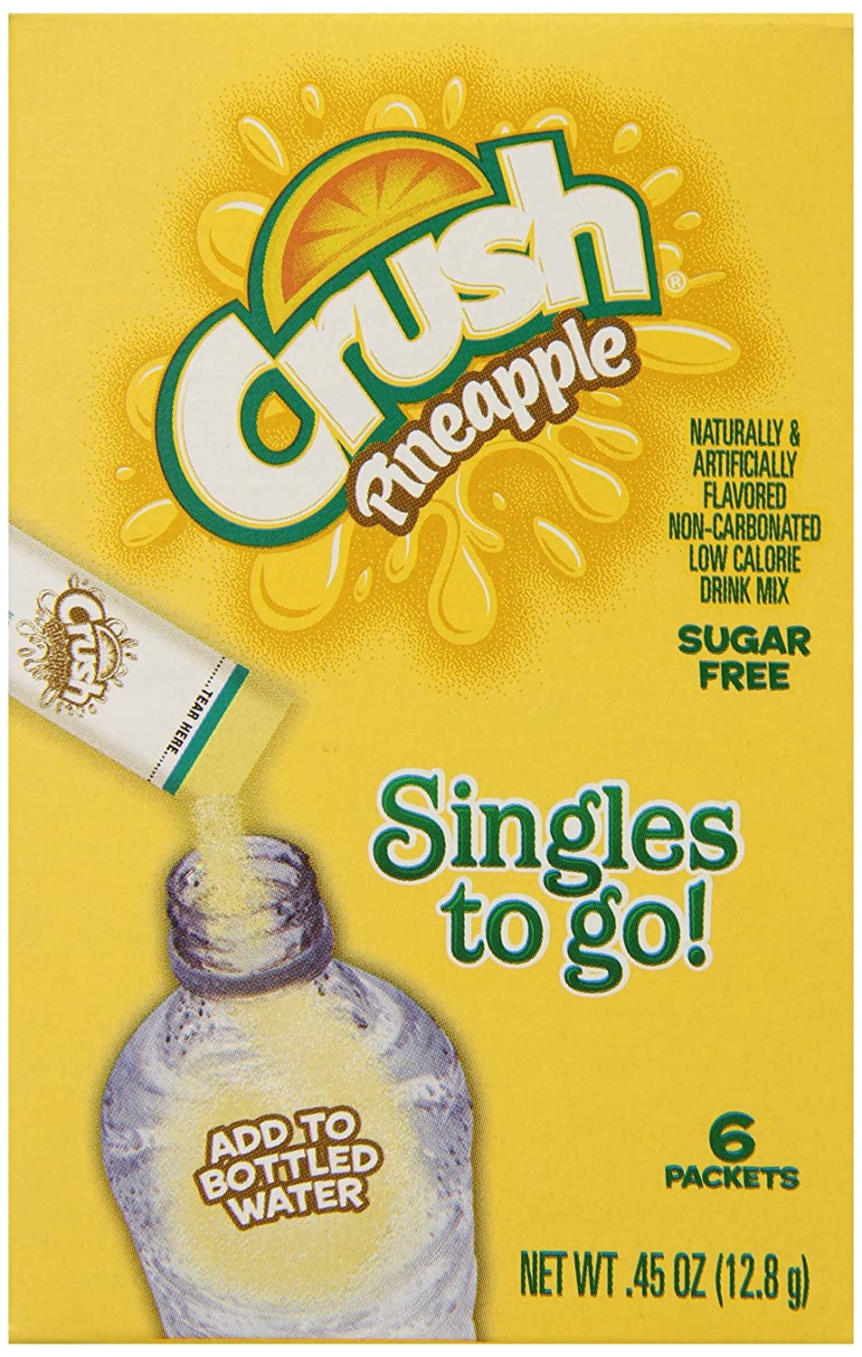 Crush Singles To Go Powder Packets 6Count Box (Pack of 12) Pineapple