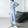 thumbnail image 5 of UPPADA Two Piece Set Dressy,Womens Velvet Tracksuit Two Piece Cropped Sweatshirt Flared Pants Workout Jogging Sets Velvet Sweatsuit Y2k Outfits Sets Sky Blue,XL, 5 of 6