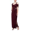 Womens Alex Evenings Embellished Cold Shoulder Column Gown- 8/Burgundy