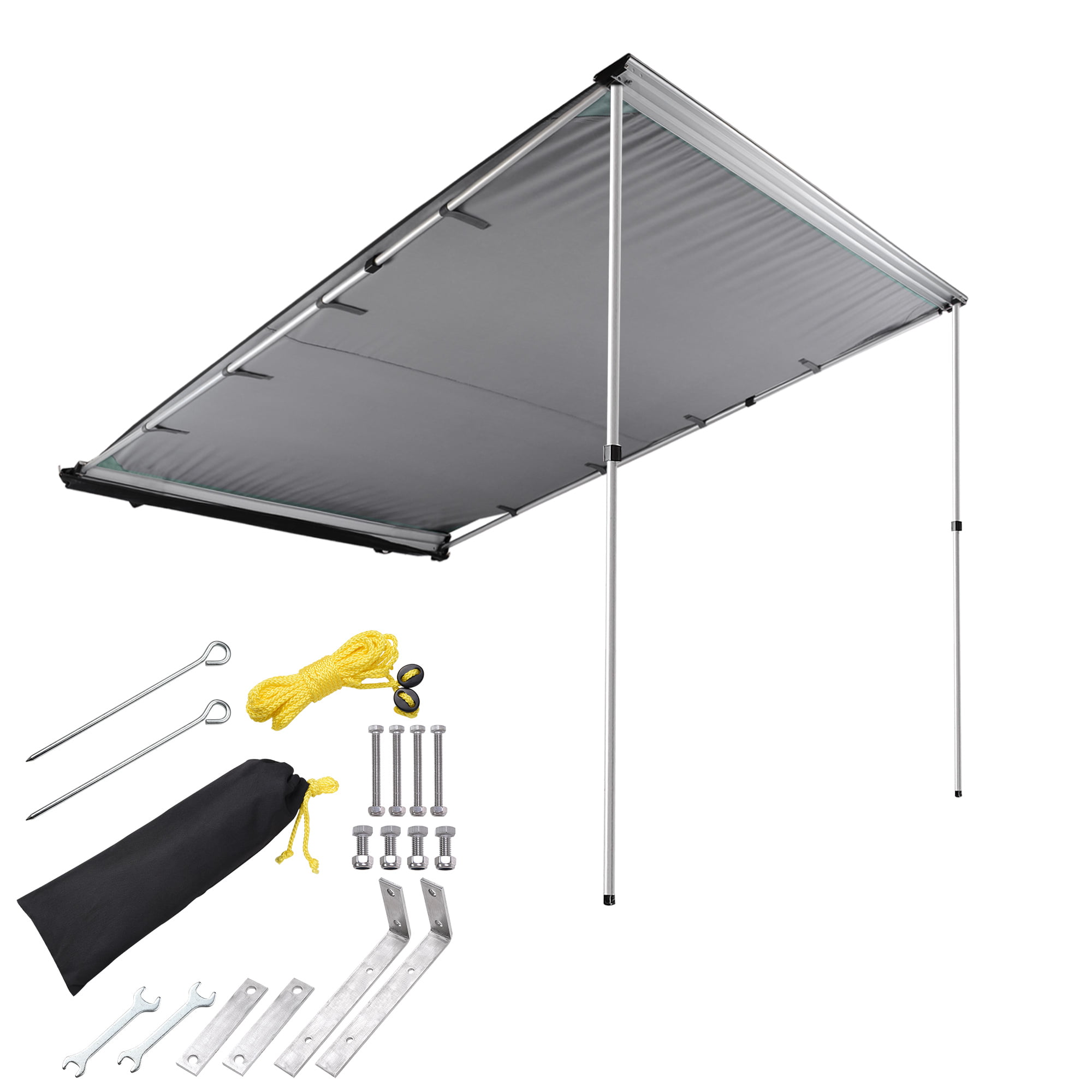Yescom 6.6'x8.2' Car Side Awning Rooftop Pull Out Tent Shelter Grey