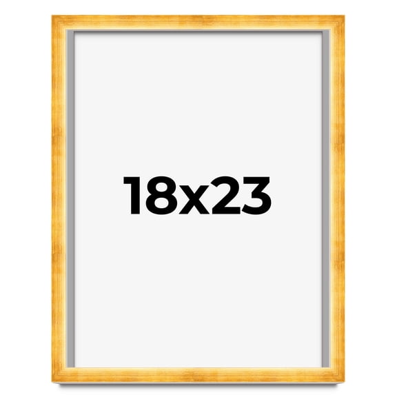 18x23 Shadow Box Frame Gold | 1.625 Inches Deep Real Wood Traditional Shadowbox Display Frame | UV