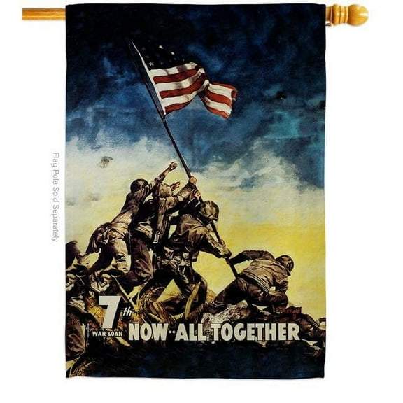 US Brotherhood H183041-BO 28 x 40 in. All Together House Flag with Armed Forces Marine Corps Double-Sided Decorative Vertical Flags Decoration Banner Garden Yard Gift