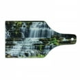 thumbnail image 1 of Rainforest Cutting Board, Waterfall in the Middle of Tropical Jungle Natural Scenery Countryside Style, Tempered Glass Cutting and Serving Board, Wine Bottle Shape, Green White, by Ambesonne, 1 of 1