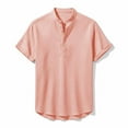 thumbnail image 4 of COSFO Short Sleeve Men's Shirts Cotton Linen Pink V Neck Basic Tops Button Classic Fit with Pockets Pullover Mens Classic T-Shirt, 4 of 7