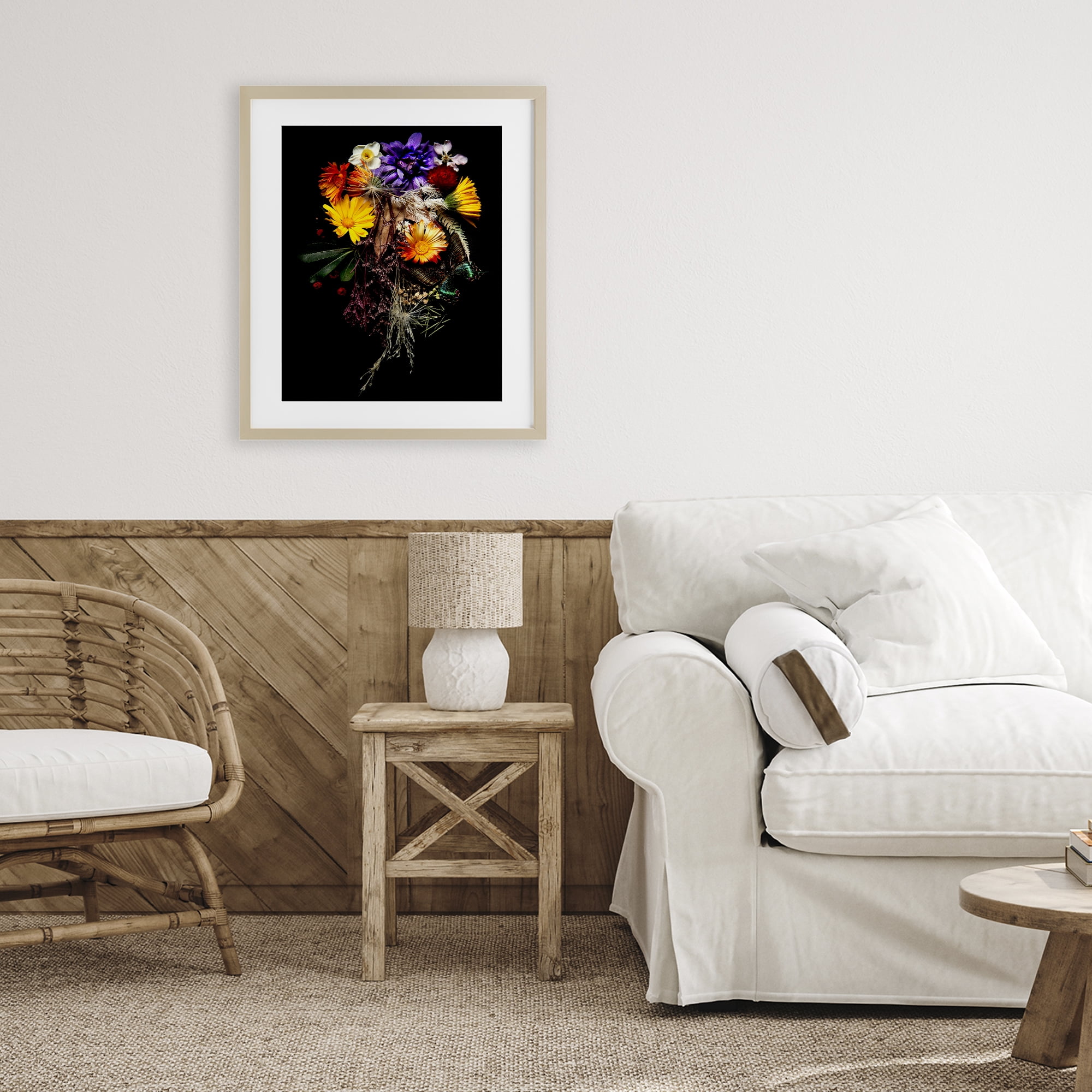 Stupell Industries Butterfly Adorned Arrangement Birch Framed Print Under Glass, design by Carl Kravats