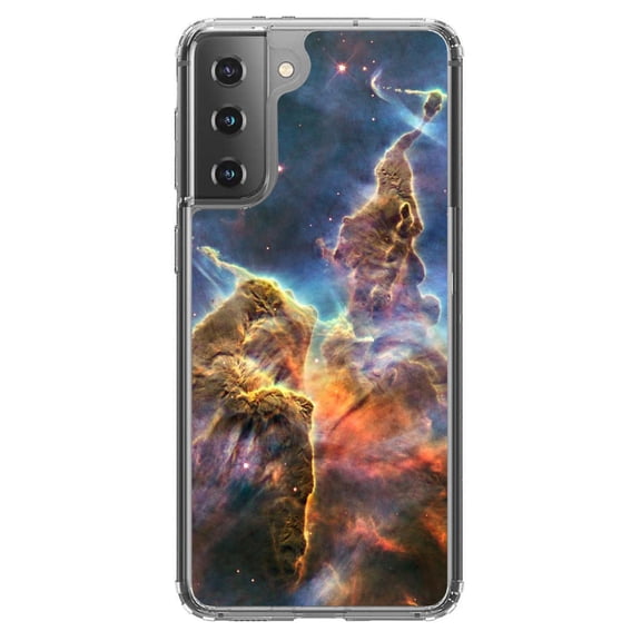 DistinctInk Clear Hybrid Case for Samsung Galaxy S21 (6.2" Screen) - Show Your Love of Astronomy - Shockproof Protection