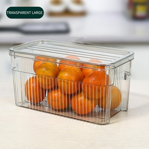 Baúles de almacenamiento, organizadores de plástico para refrigerador, cestas de almacenamiento, apilables, para alimentos, con asa recortada, aptos para refrigeradores, cocinas y cajas de almacenamie