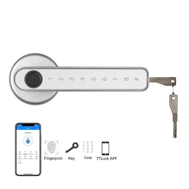 TTlock Tuya Smart Home Fingerprint Electronic Door Lock Password APP Mechanical Key Security Biometric Handle Lock ,Smart and Convenient