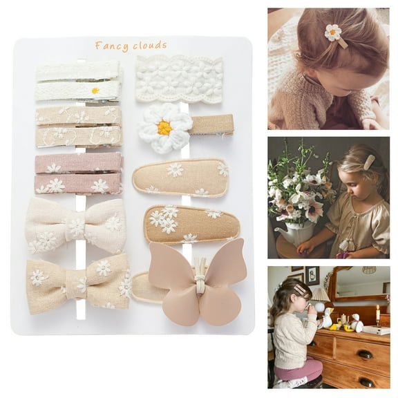 13 Pcs Hair Clips for Girls with Bows Butterfly Flower,2" Fully Lined Alligator Clips and Barrettes,Handmade Hair Accessories for Baby Toddler Young Kids School Age Girls Gifts