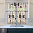 thumbnail image 3 of Dog Print Kitchen Curtains 36 Inch Short - 3 Panel Set, Cute Puppy & Floral Design, Rod Pocket Pet Lover Curtains 100% Polyester, Paw & Bone Pattern for Kitchen, Living Room, Bedroom, Easy Wash, 3 of 6