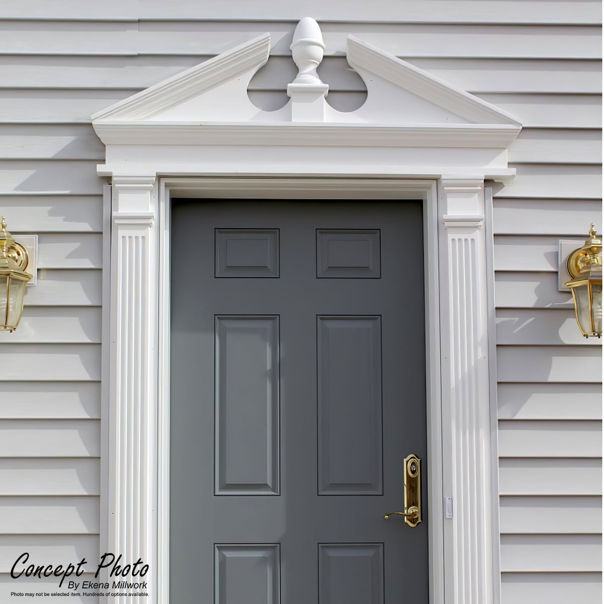 Ekena Millwork 74"W x 14"H x 2-3/4"P Arched Architectural Grade PVC Pediment