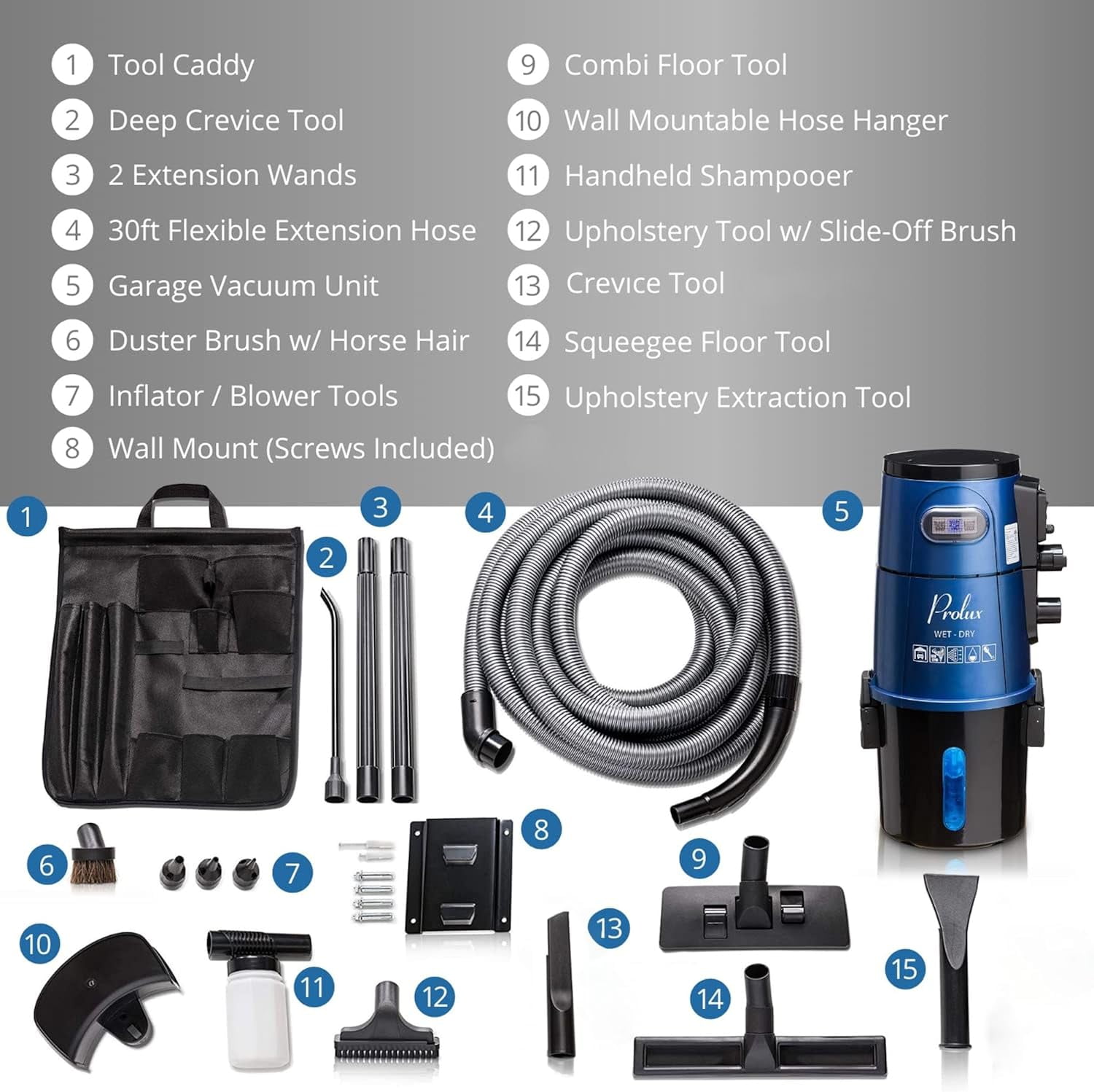 Prolux Wet/Dry Garage Vacuum, Shampooer, Blower and Detailer