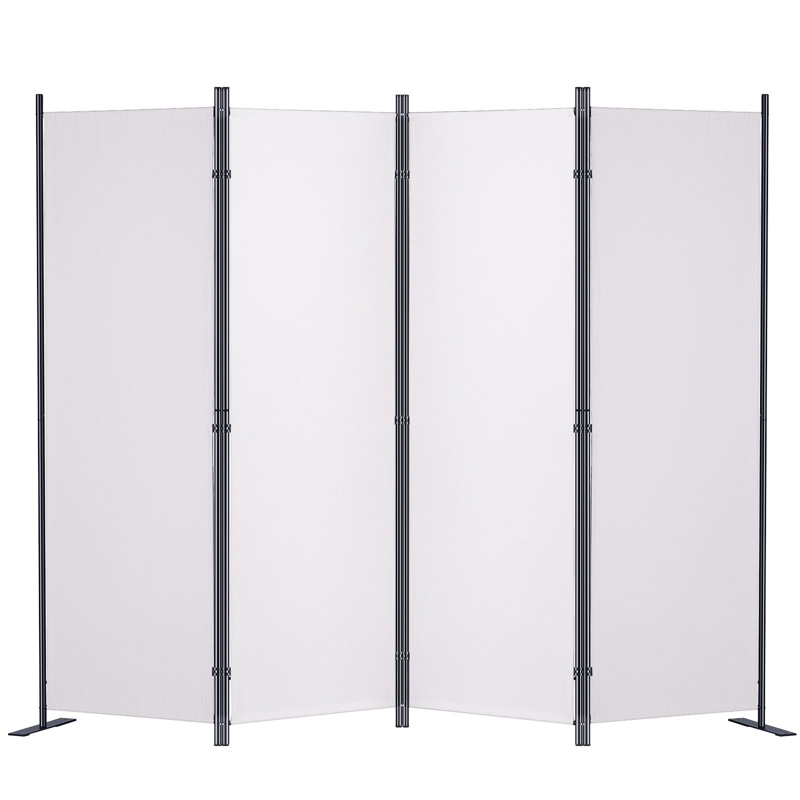 KFFKFF Space Separator, 5.6 ft Privacy Folding Screens (4-panel), Cloth Sectional Dividers for Workspace, Sleeping Area, Meal Space, Study Room, Independent, in White