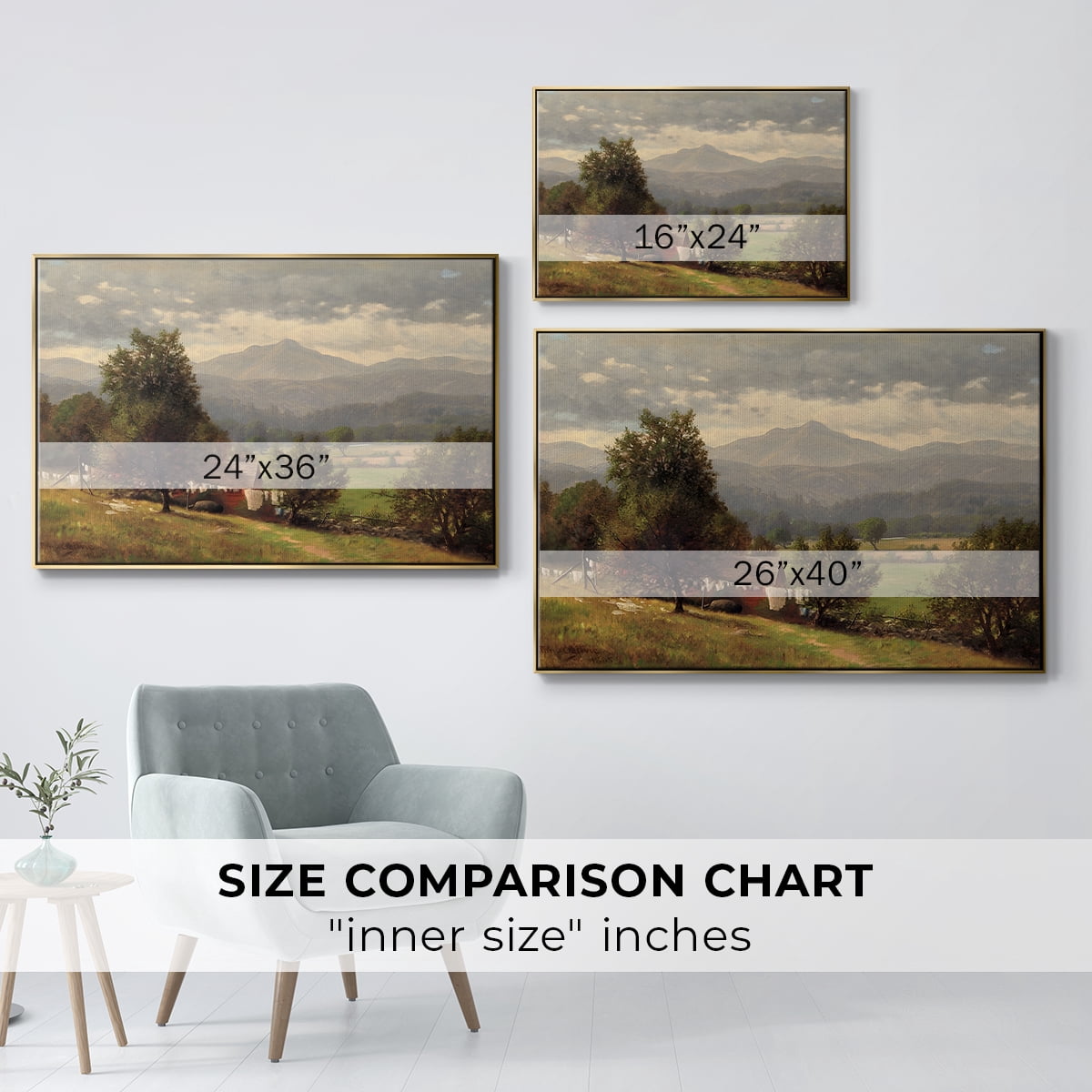 Vintage Landscape-CCLXIII By Wexford Home Framed in Gold Wood Gallery Wrapped Canvas 25 in. x 37 in.