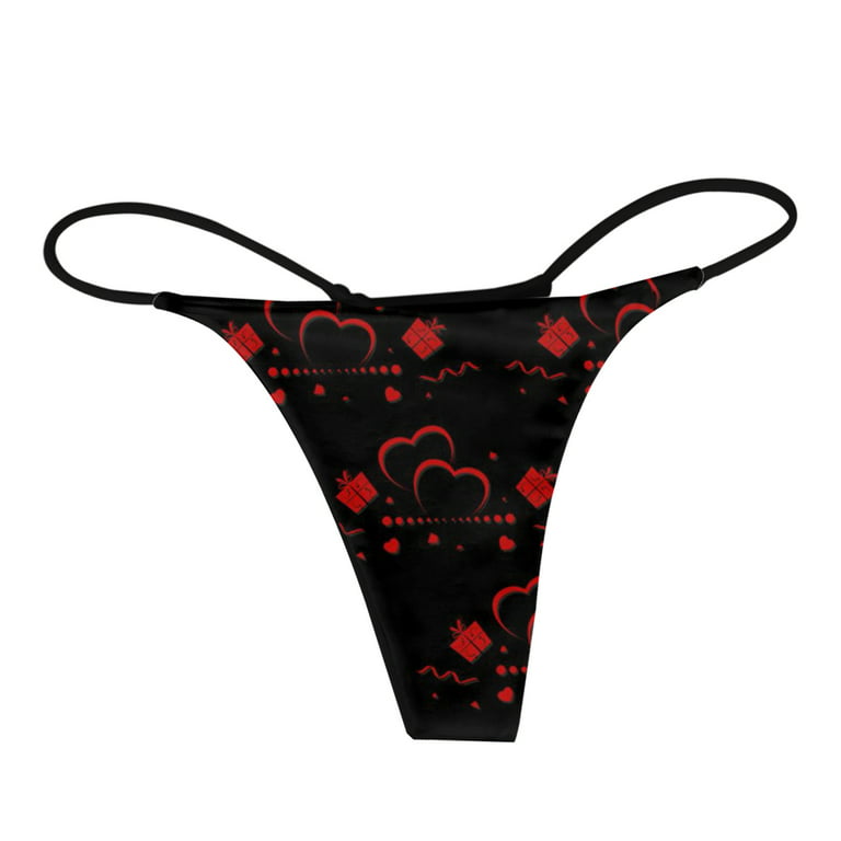 Felwors Valentine Day Thongs For Underwear for Women For Sex T Back Panties  Low Waisted Stretch Straps Seamless Thongs 