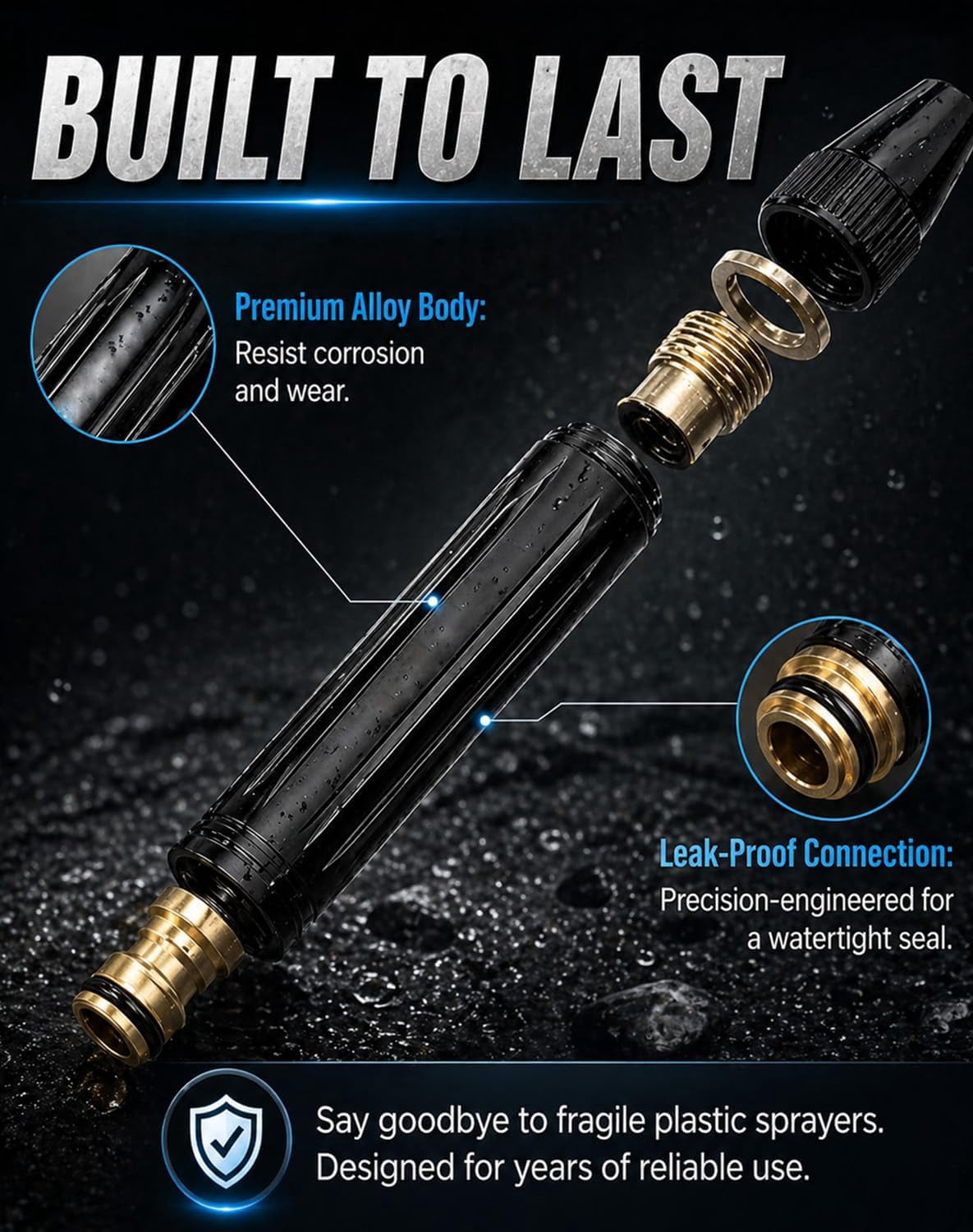 Heavy Duty Adjustable Twist Hose Nozzle Jet Sweeper Nozzle - 2026 Adjustable Metal Nozzle Garden Hose Sprinkler, Powerful High-Pressure Water Gun for Car Cleaning Driveway Cleaning