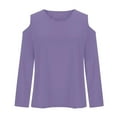 thumbnail image 5 of Efsteb Girls Long Sleeve Shirts Kids Solid Color Graphic Tee Crew Neck Long Sleeve T Shirts Soft Comfy Loose Casual Pullver (Purple,7 Years), 5 of 6