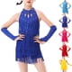 thumbnail image 4 of Odeerbi 2-8 Años Niñas Flecos Vestido de Baile Latino Con Sobremanga Conjunto Escenario Rendimiento Trajes de Baile Mono de Práctica Falda Con Borlas, 4 of 4