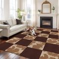 thumbnail image 3 of Vintage Patchwork 5'x7' Area Rug, Western Brown Animal Texture Plaid Washable Non-Slip Soft Rugs, Low-Pile Large Carpet for Living Room Bedroom Dining Room, Non-Shedding Accent Rug, 3 of 9