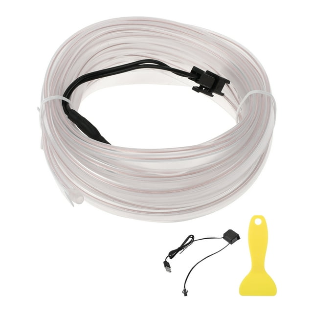 Cuerda de luz LED EL de 5m Unique Bargains, tira de luz brillante para iluminación interior de automóviles, luz de neón flexible para decoración de automóviles USB (5V) blanca