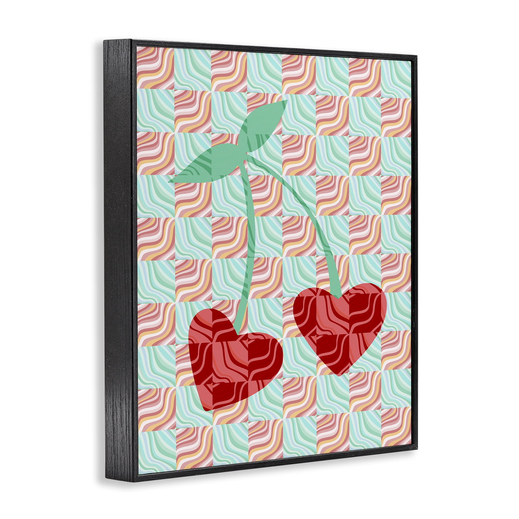 Stupell Industries Groovy Patterned Cherries Food & Beverage Painting Black Framed Art Print Wall Art, 16 x 20