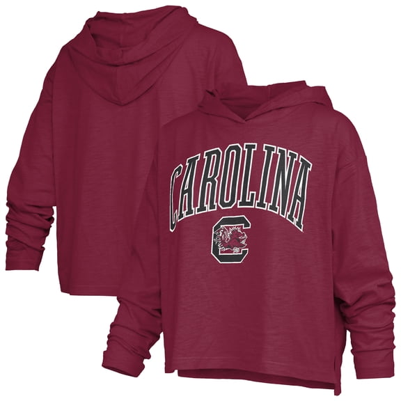 Women's Pressbox Garnet South Carolina Gamecocks Nelson Arch Over Logo Long Sleeve Hooded Slub T-Shirt