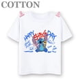 thumbnail image 3 of 2024 Disney Anime Stitch Moda Verano Niños Múltiples Dibujos Animados Algodón Camisetas Cuello Redondo Casual Manga Corta Estampado Patrón, 3 of 5