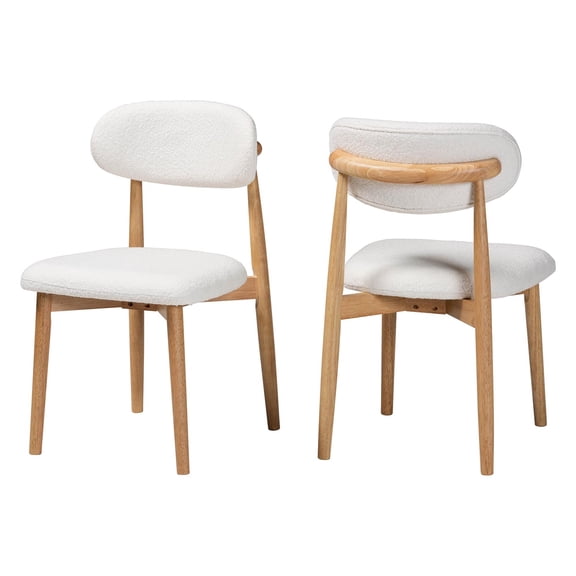 Baxton Studio Wattsu Boucle Upholstered Dining Chair Set of 2  Natural and White
