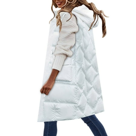 

Maternity Hoodies women Winter Loose Solid Hooded Jacket Camisole Solid Jacket Cardigan Medium Long Warm Cotton Jacket Loose Top Cotton Jacket Vest